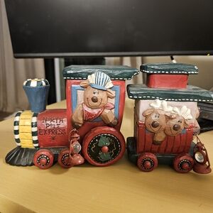 Festive Train Holiday Decor with Bears